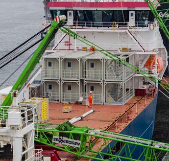 Container Einheit auf einem Schiff